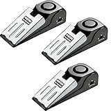 PocketLock Door Stop Alarm with 120 dB Siren – Portable Travel Door Stopper Alarm Wedge for Hotel, Apartment & Dorm Security – Battery-Operated, Black, 3-Pack