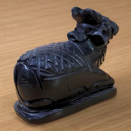 Estatua Nandi de Mármol Negro 3 Pulgadas 290g Artesanal miniatura 5