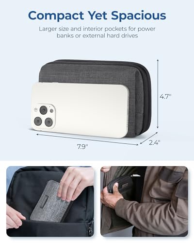 BAGSMART Kabeltasche Organizer Reisetasche für Elektronik Organizer Wasserdichte Zubehör für Handy Ladezubehör, Schwarz