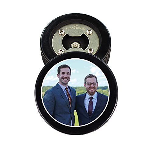 Stainless Steel Hockey Puck Bottle Opener Gift for The Best Man Groomsmen Printed Puck - Custom Wedding Hockey Puck Proposal Gift Ring Bearer Officiant Magnetic Cap Catcher & Present for Men -  Buffalo Bottle Craft