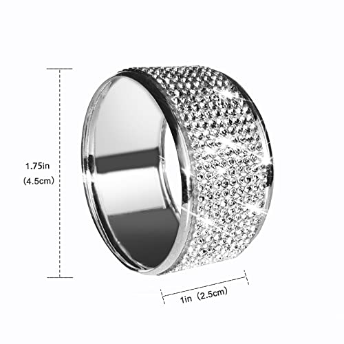 Silver Diamond Napkin Rings Set Of 6, Rhinestone Napkin Holder For Dining, Easter, Thanksgiving, Wedding,Bling Cloth Holder Full Of Crushed Diamond,Party Of Table Setting Home Decor #TOP1