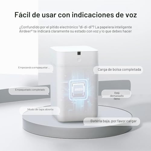 Cubo de basura automático de 4 galones con sensor y 6 anillos de repuesto para baño 6