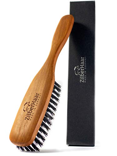 ZilberHaar Long Hair & Beard Brush - Made From Stiff First Cut Boar Bristles And Pearwood - Perfect Skin Care for Men - Works with all Beard Balms and Beard Oils