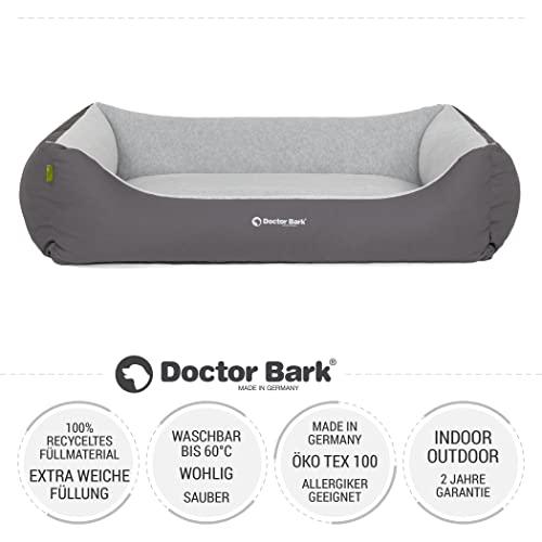 Doctor Bark Hundebett Mittelgroße Hunde - Hundekörbchen Flauschig und Weich - Waschbar, Strapazierfähig, Kuschelig - Made in Germany - GreenLabel (L - 97x75 cm, Grau)