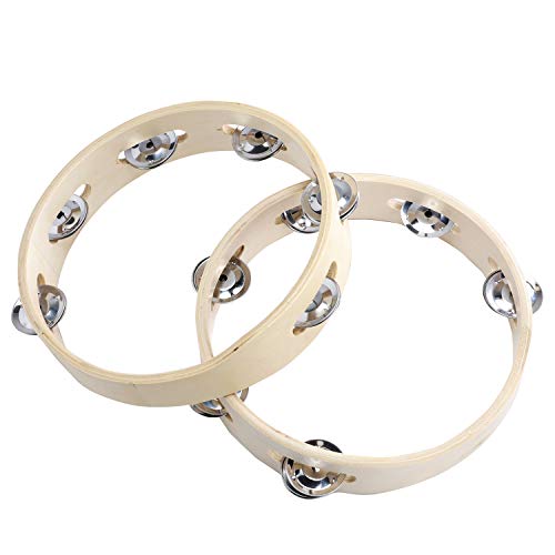 Musfunny Tambourines 8 Inch Hand Held Drum Ring Bell Birch Metal Jingles Musical Educational Percussion Instrument For Adults Ktv Party Kids Games (8 Inch Ring) #TOP5
