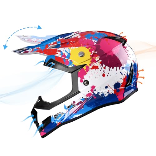 GLX GX623 Youth ATV/Dirt Bike Helmet Combo - Graffiti, Medium - DOT by GLX - Image 3