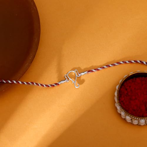Image of GIVA 925 Silver Protector of All Rakhi, Cotton Thread |Quirky Rakshabandhan Rakhi for Brother | Silver Rakhi for Boys & Men With Certificate of Authenticity and 925 Stamp