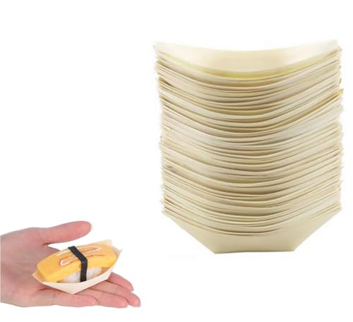 aghoer 50 Stück Fingerfood Schalen, Holzschale Schiffchen, Holzschale...