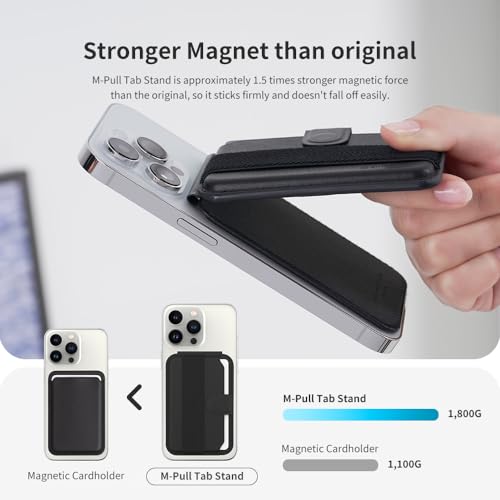 Sinjimoru Pull & Eject Magnetic Wallet for iPhone Phone Wallet with Adjustable Stand, Compatible with MagSafe Wallet - Image 3