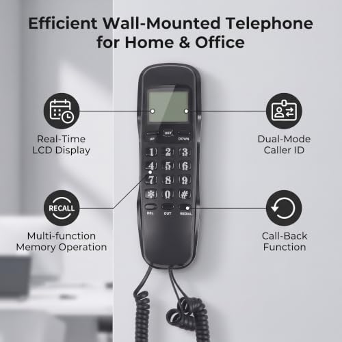 Teléfono con cable para línea fija con identificador y pantalla LCD miniatura 2