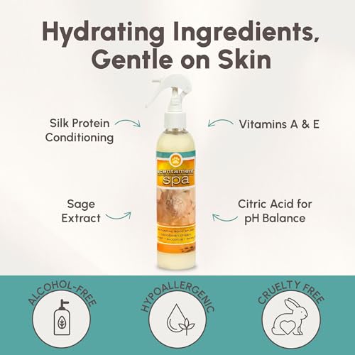 Image of Best Shot Scentament Spa Botanical Body Splash, Pet Deodorizing Spray for Dogs & Cats, Conditioning Body Spray with Caribbean Dream Splash, Gentle Grooming Finishing Mist, 8 fl oz