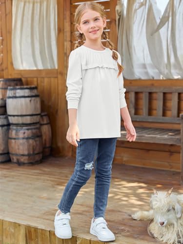 Image of Haloumoning Girls Crew Neck T Shirts Peplum Babydoll Tops Tees 4-15 Years | Girls T-Shirts, Casual Loose Tunic Tops, Cute Ruffle T Shirts, Short Sleeve Shirts, Long Sleeve Blouse