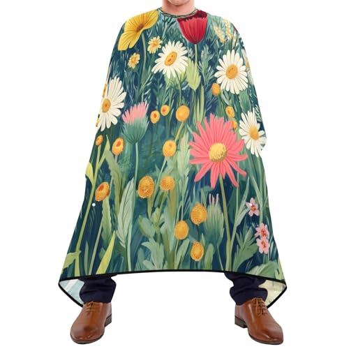 Kigai Hair Cutting Cape for Men & Women Wildflowers Poppy Waterproof Barber Cape Professional Hairdressing Salon Styling Cape with Adjustable Closure Snap