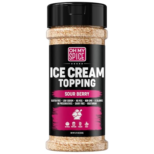 Sour Berry Ice Cream Topping - Vegan &amp; Dairy Free Popcorn Seasoning. Gluten Free &amp; Low Sodium Strawberry Powder Salt Flavor for Margarita, Fruit, Cake or Oatmeal. Sweet Berries Flavoring Topper Mix 5.75oz