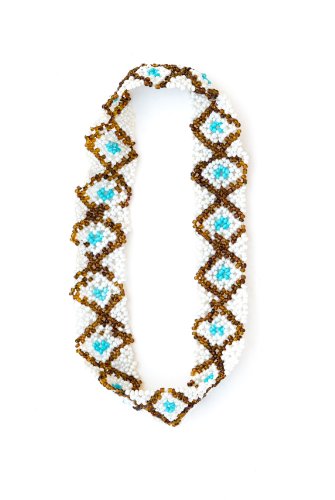New Custom Colored Native American Pattern Elastic Stretch Seed Bead Headbands / Hair Accessories (Brown / White / Turquoise) #TOP13