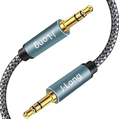 3.5mm Aux Cable 0.5M, J•LONG Nylon Braided 3.5mm Male to Male Auxiliary Audio Stereo Cord Compatible with Car,Headphones,Tablets,Laptops,Android Smart Phones& More (0.5m/1.5FT) Cover