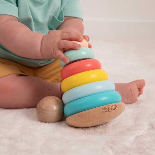 Owl & Fox Shape Stacking Wooden Topple Tower, Traditional Stacking Montessori Developmental Toy for Infants and Toddlers 12 months+, FSC Certified, 19.5 (h) x 10 cm - Image 6