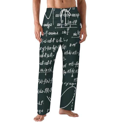 Handwritten Math Formulas Pattern Comfy Pajama Pants Adjustable Sleepwear Beach Pants for Men
