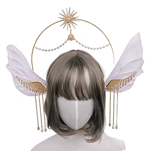 Vdaxvme Diadema de novia para mujer, tiaras, corona, aro para el pelo, diadema de halo, diadema para mujer, tocado bohemio para boda, fiesta, diadema de boda para novia