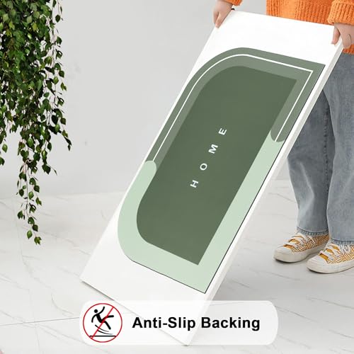 Image of Rubber Bath Mat 4 MM, Anti-Skid Water Soaking Bathroom Rug Door,Floor mat, Soft Quick Dry Water Absorbent Mat for Home Office 40x60cm- Green