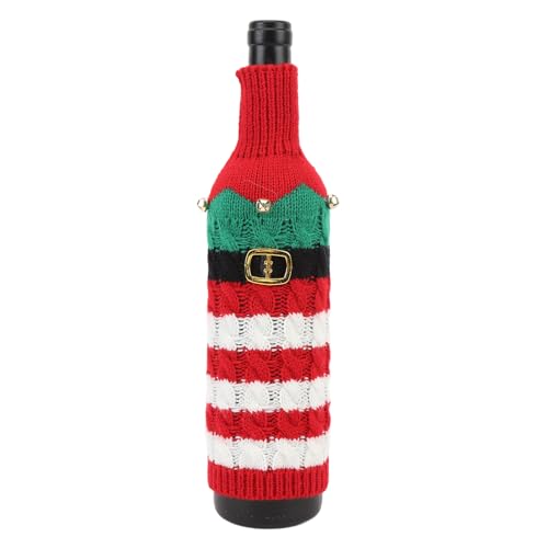 Asixxsix Xmas Wine Bottle Cover, Soft Reusable Knitted Xmas Themed