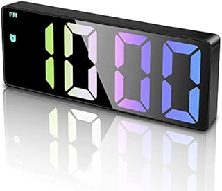 zerotop Digital Alarm Clock, 6.5" LED Colorful Display Digital Battery/USB Alarm Clocks Bedside with Date Calendar Temperature Snooze 3 Level Brightness Voice Control for Bedroom Living Room (Black)