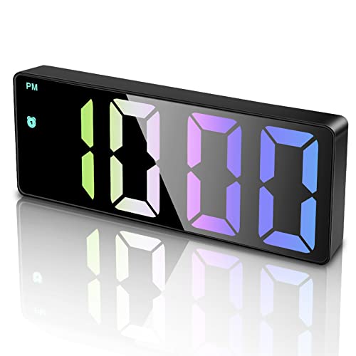 zerotop Digitaler Wecker Wecker Digital mit Große Bunte LED-Anzeige, USB/Batteriebetrieben Tragbarer Reisewecker Tischuhr mit Sprachsteuerung Snooze Temperatur 12/24 HR für Haus Büro Kinder (Schwarz) Cover