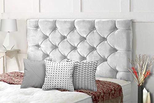 Affordable Chesterfield Headboards in Elegant Plush Velvet with Matching Buttons (4FT Small Double- Height 24", White) — image 1