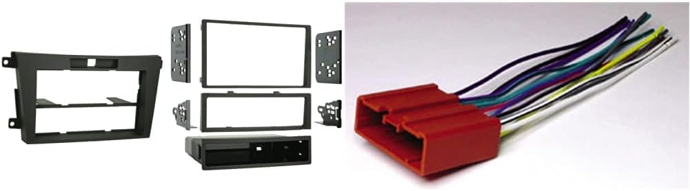 Metra 99-7508 Single DIN/Double DIN Installation Kit (Black) & Scosche MA03B Compatible with Select 1998-15 Mazda Power/Speaker Connector/Wire Harness