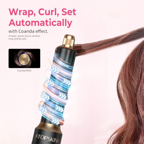 Image of Atopskins 6-in-1 Blow Dryer Brush, Hot Air Styler with Auto-Wrap Curlers
