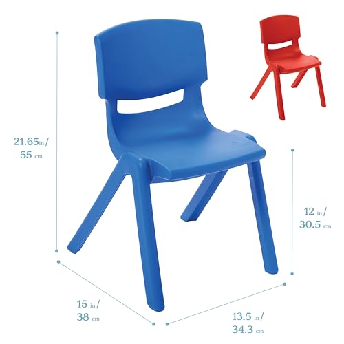 Image of ECR4Kids 12in Plastic School Stack Chair, Classroom Furniture, Blue /Red, 10-Piece