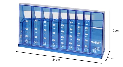HMF 4710-05 Münzsortierer Euro Spardose 24,0 x 5,0 x 12,0 cm, blau