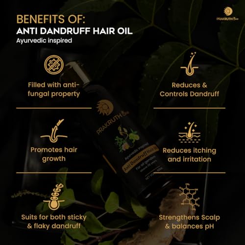 Image of Ayurvedic Inspired Anti Dandruff Hair Oil, 80 ml, Infused with Ginger, Tulsi, Amla, Neem