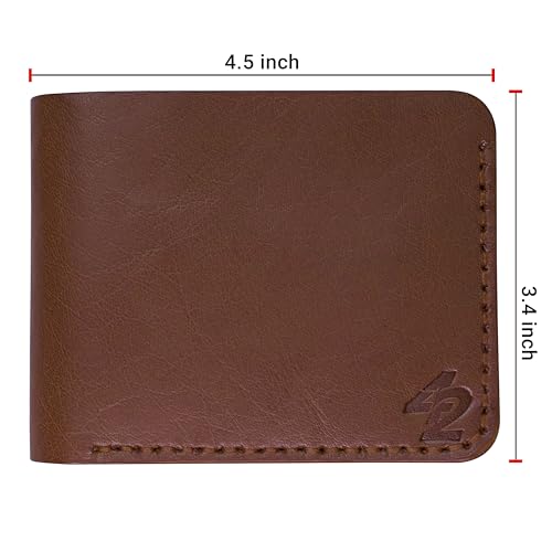 Genuine Leather Wallet for Men – Slim Bifold handmade mens wallet with ID Window & Card Slots Classic Minimalist Leather Wallet Gift (Brown)3