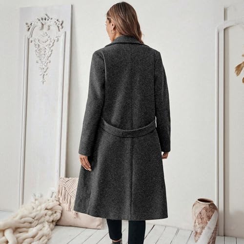 Manteau long avec revers cranté élégant et fermeture croisée