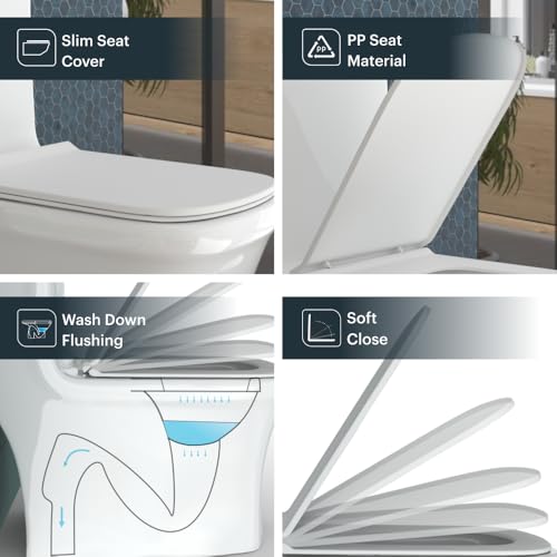 Image of Johnson Elegance One Piece Toilet | Washdown 220 mm S Trap Floor Mounted Western Commode | Dual Flush 3 /6L| Slim Soft Close Seat with Quick Release Hinges | 10 Year Warranty