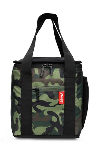 Image of Sfane Insulated Lunch Bag - Compact, Easy Wash, Smooth Zipper & Lightweight - Tote Bag & Container, Tiffin Bag for Men, Women, Adults (Green & Black)