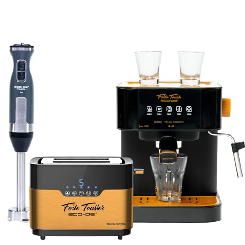 ECODE® Pack Oferta Máquina de Café Espresso Molido + Tostadora + Batidora de Mano – Idea Regalo Original con Pequeños Electrodomésticos Útiles para Cocina, Casa Nueva Cumpleaño, Bodas o Amigos