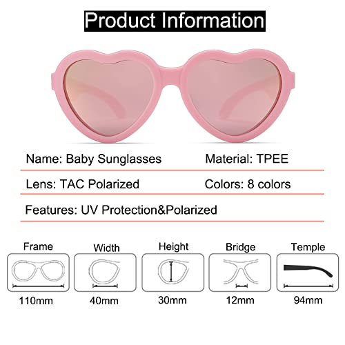 Pro Acme Baby Flexible Heart Shaped Polarized Sunglasses With Strap, Adjustable Toddler & Infant Girls Boys Age 0-24 Months #TOP2