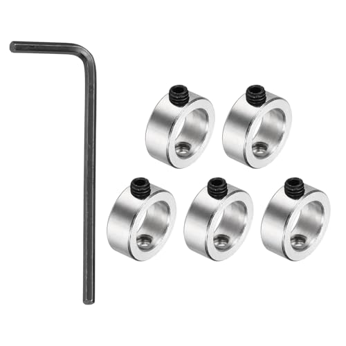 sourcing map 5 Pack Shaft Lock Collar, 10.05mm Bore Screw Lock Ring 15mm OD 6mm Height Steel Material Isolation for 3D P