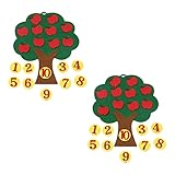 DIYEAH 2juegos Árbol De Manzanas De Fieltro No Para Aprendizaje Cognitivo De Números Aleatorio Materiales Educativos