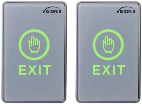 Visionis 2 Pack FPC-7551 VIS-7026 Indoor Touch Sensitive Type Standard Size Push to Exit Button for Door Access Control with LED NC COM and NO Outputs