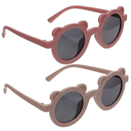 CLISPEED 2Pcs Cute Bear Ears Sunglasses Portable Durable Eyewear for Boys and Stylish Lightweight Design for Outdoor Activities and Parties