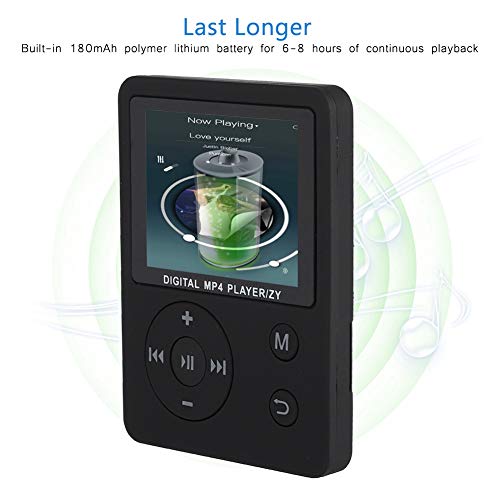Diyeeni Draagbare MP3-mp4-speler met hoofdtelefoon, multifunctionele hifi-muziekspeler, ondersteunt 32G TF-kaart, 1,8 inch kleurendisplay, FM-radio, video, e-book, 8H looptijd (zwart) - Image 6