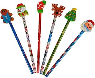 ALBERT AUSTIN Stationary Sets Xmas Pencils Erasers Top and Shiny Unicorn - Christmas Stocking Fillers, Kids Gifts, Santa, Reindeer, Snowmen and Christmas Tree Design Stationary Sets (Christmas)