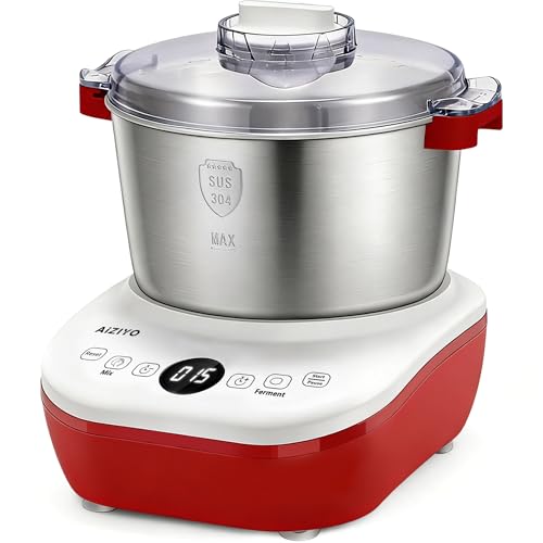 Image of AIZIYO DoughChief, 5.3QT Dough Mixer, Dough Maker with Ferment Function, Touch Panel Control, 304 Stainless Steel Bowl, Removeable lid, Dough Proofing Box for Pizza, Bread, Pasta & Mochi