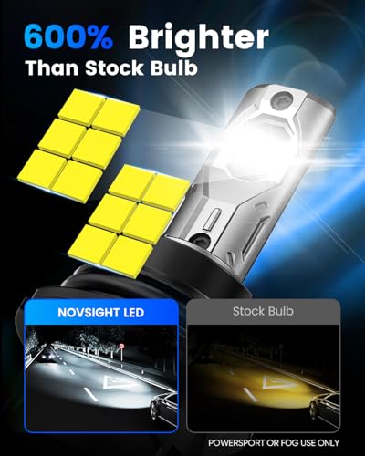 Image of NOVSIGHT 9007 Fog Light Bulbs - Super Bright 9007 /HB5 Fog Bulbs Dual Beam With Cooling Fan, 3-Min Fast Installation, Plug and Play, 6500K White, Pack of 2