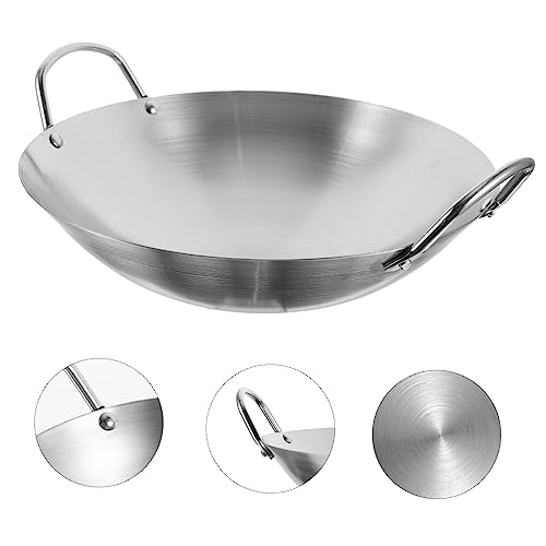 Wok de acero inoxidable con doble mango y fondo grueso miniatura 5