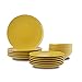 Amazon Basics - Vajilla de gres para 6 personas, color Amarillo, 18 piezas