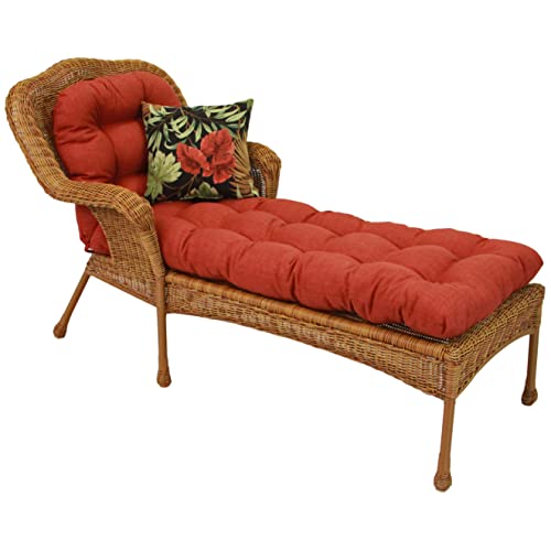 Blazing Needles U-Shaped Outdoor Solid Spun Polyester Tufted Chaise Lounge Cushion, 74" x 19", Cinnamon